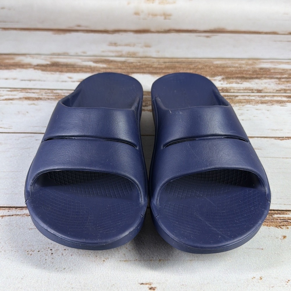 OOFOS Navy Blue Slide Sandals
